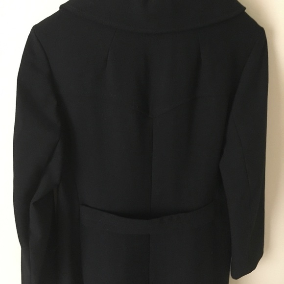 Vtg BlackWool Overcoat Fully Lined Single Breasted - Picture 9 of 9